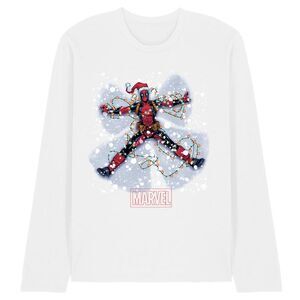 Deadpool Unisex Adult Snow Angels Long-Sleeved Christmas T-Shirt / White